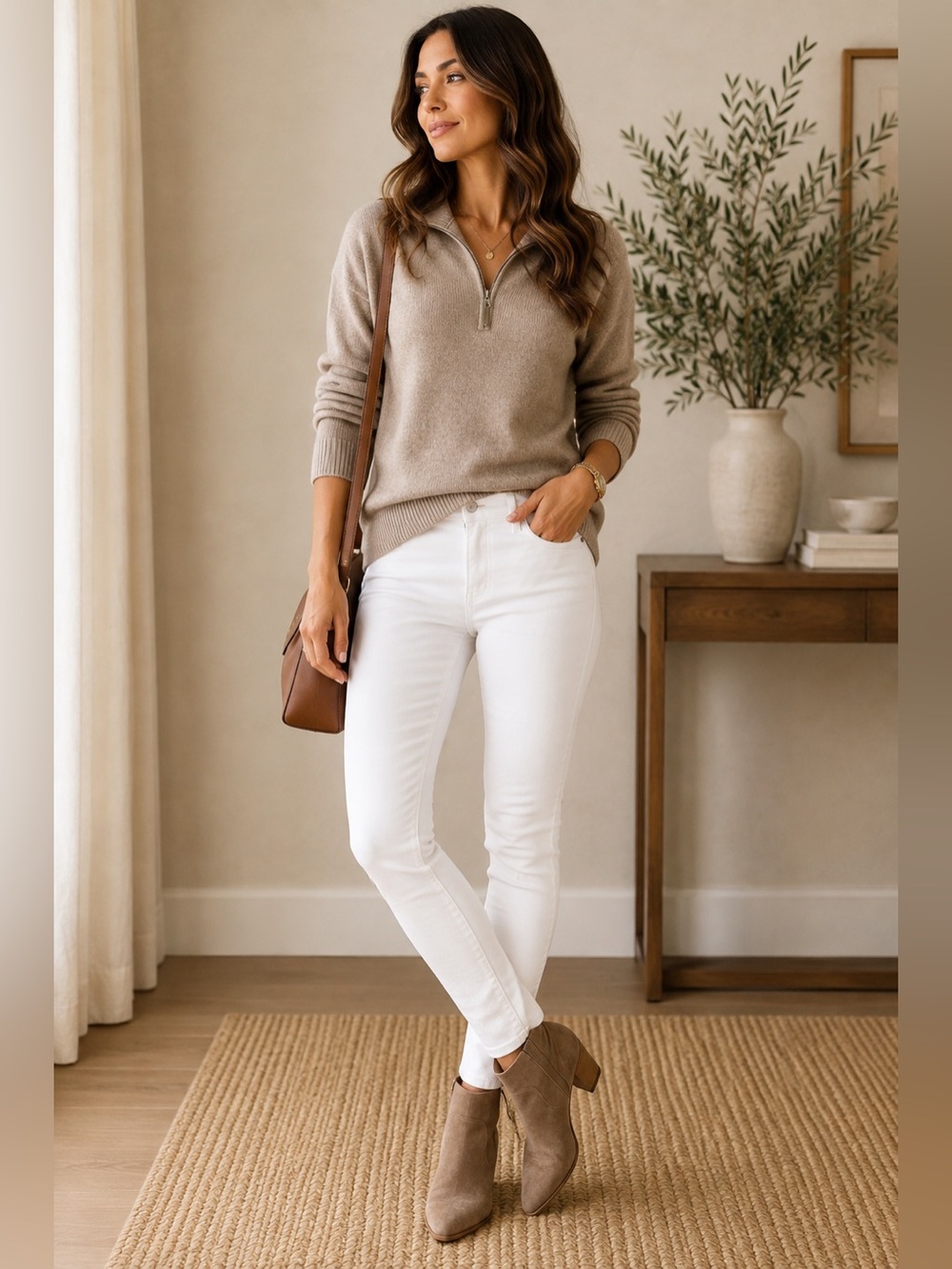 7 For All Mankind Gwenevere Skinny Jeans 31 White Stretch Mid Rise Denim